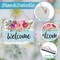 Welcome Hanging Sign Front Door Decor Summer Wooden Welcome Sign Watercolor Floral Welcome Sign Rustic Farmhouse Flower Print Wood Sign for Holiday Home Coffee Shop Window Door Decor
